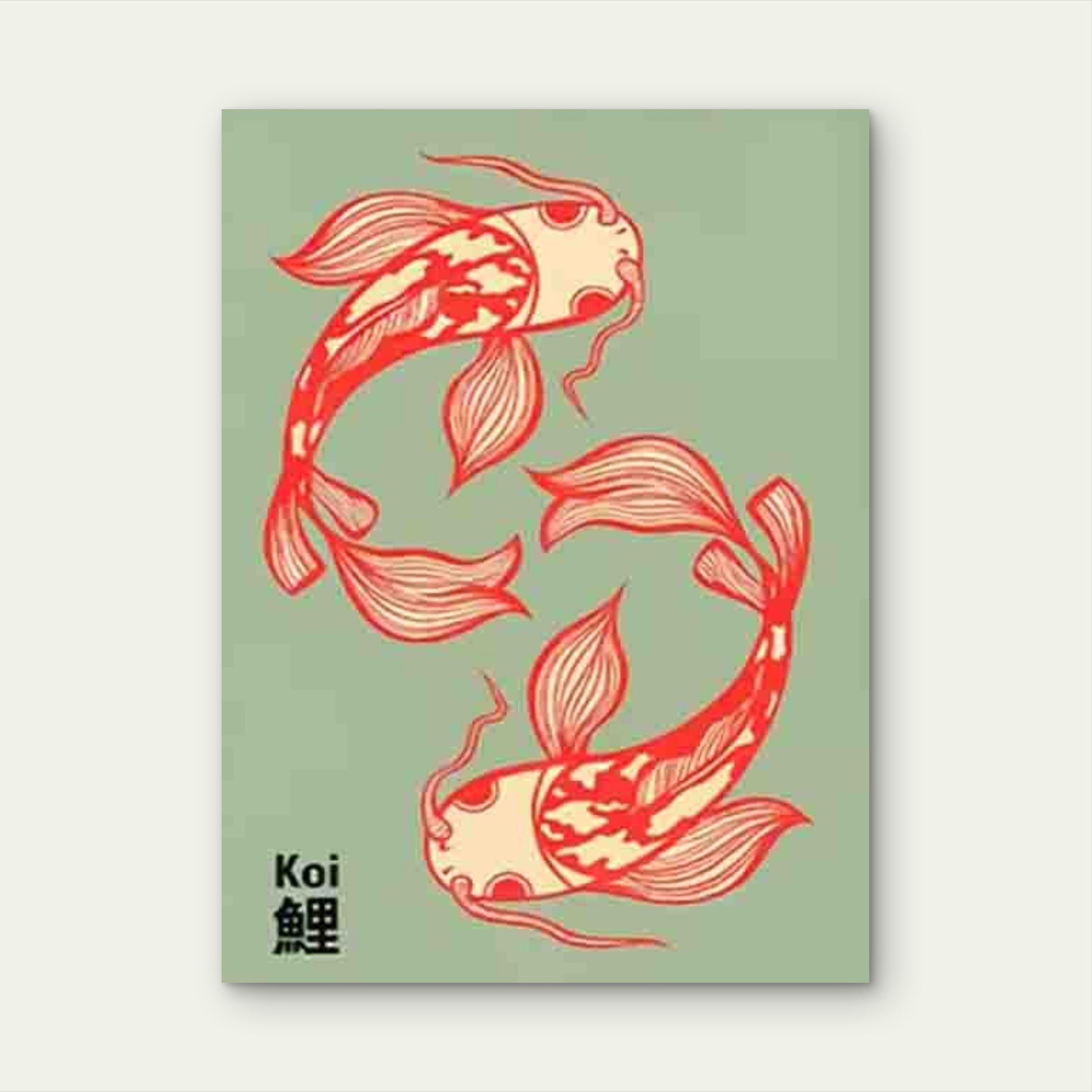 Japanese Inspired Koi Fish 60x90cm Metal Print Ready to Hang - Bella Home Decor