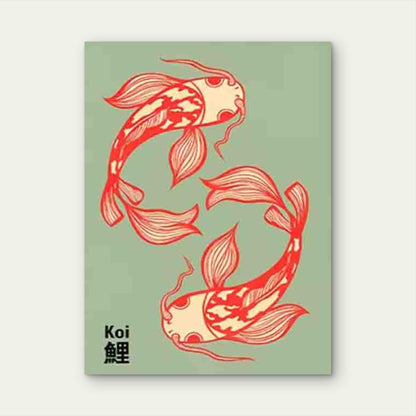 Japanese Inspired Koi Fish 60x90cm Metal Print Ready to Hang - Bella Home Decor