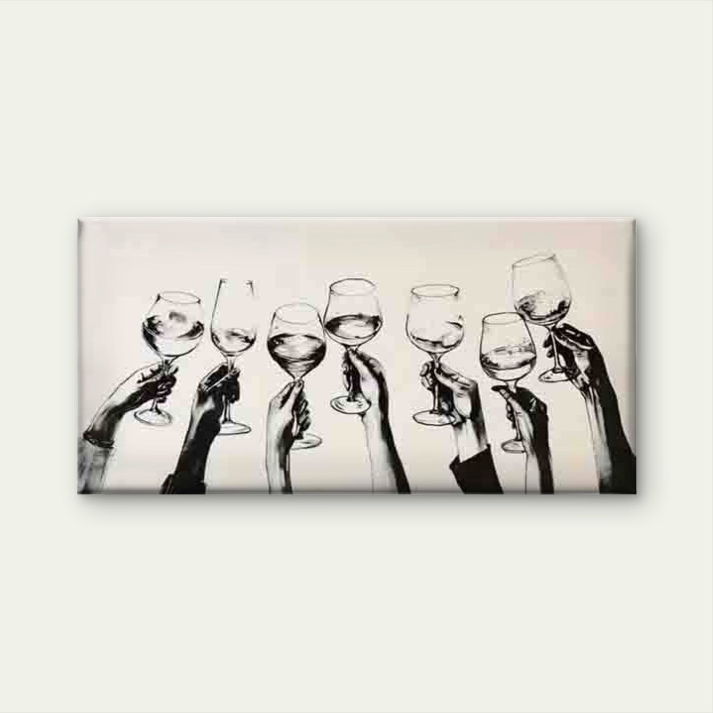 Hands Holding Wine Glasses Wall Art Canvas Office Home Room Framed 120x60cm