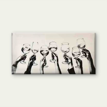 Hands Holding Wine Glasses Wall Art Canvas Office Home Room Framed 120x60cm