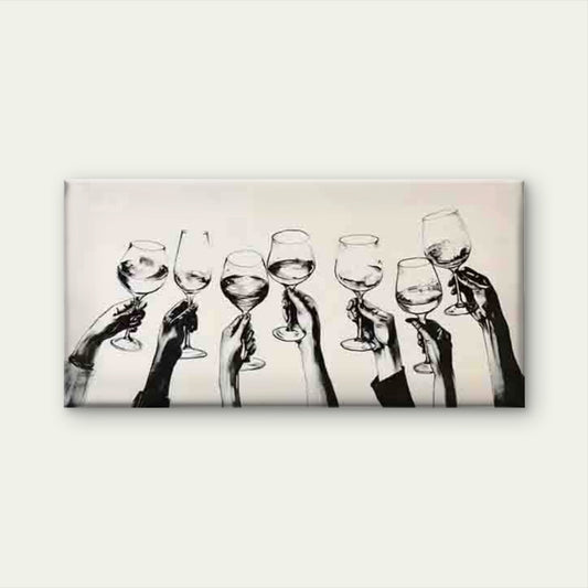 Hands Holding Wine Glasses Wall Art Canvas Office Home Room Framed 120x60cm