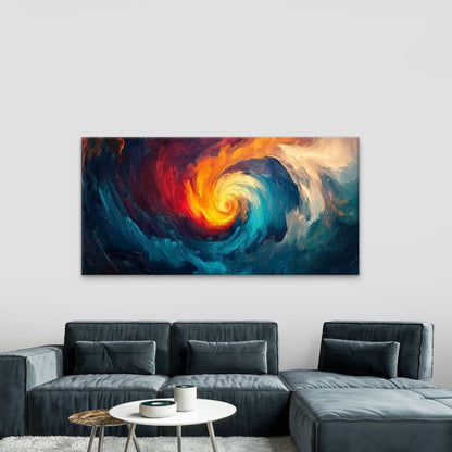 Blue, Orange, Red Abstract Wall Art Canvas Office Home Room Framed 120x60cm