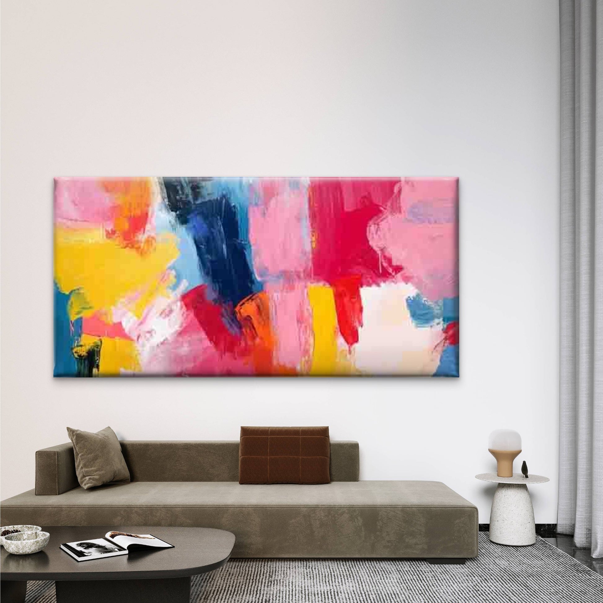 Abstract Vibrant Palette Wall Art Canvas Office Home Room Framed 120x60cm - Bella Home Decor