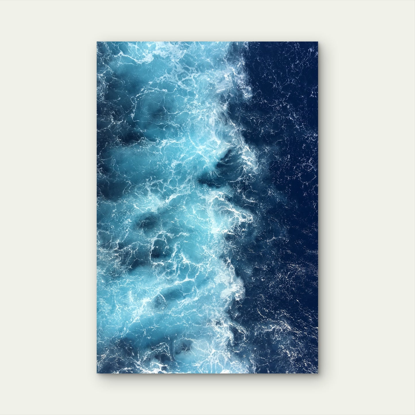 Waves Light Blue Merging With Darker Ocean Water 40x60cm Metal Print Ready to Hang