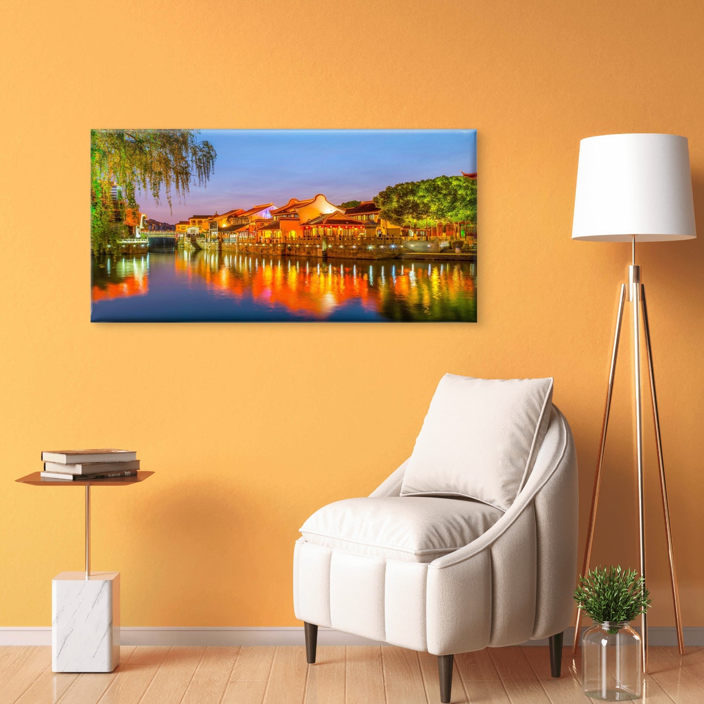 Suzhou Water Town in China Wall Art Canvas Office Home Room Framed 120x60cm