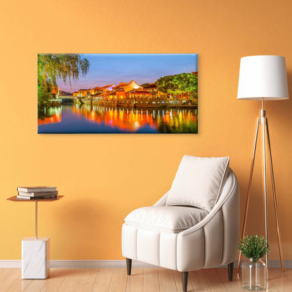 Suzhou Water Town in China Wall Art Canvas Office Home Room Framed 120x60cm