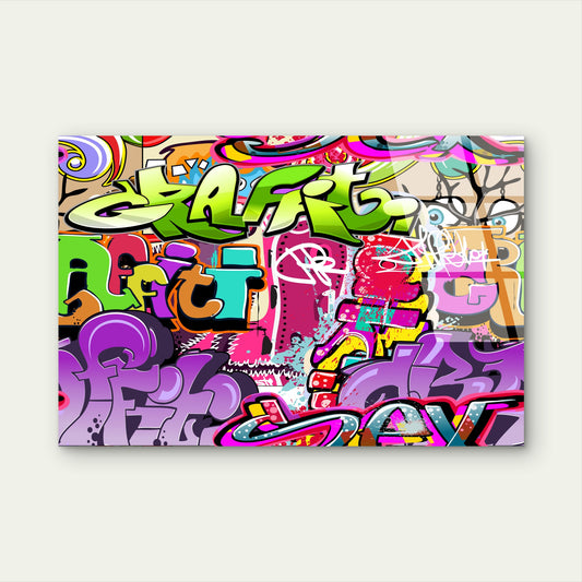 Urban Street Graffiti Neon Tag Pattern Acrylic Glass Printing Wall Art Australian Made Quality
