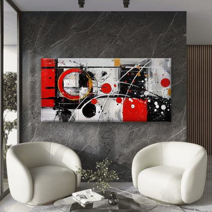 Red Black White Abstract Wall Art Canvas Office Home Room Framed 120x60cm