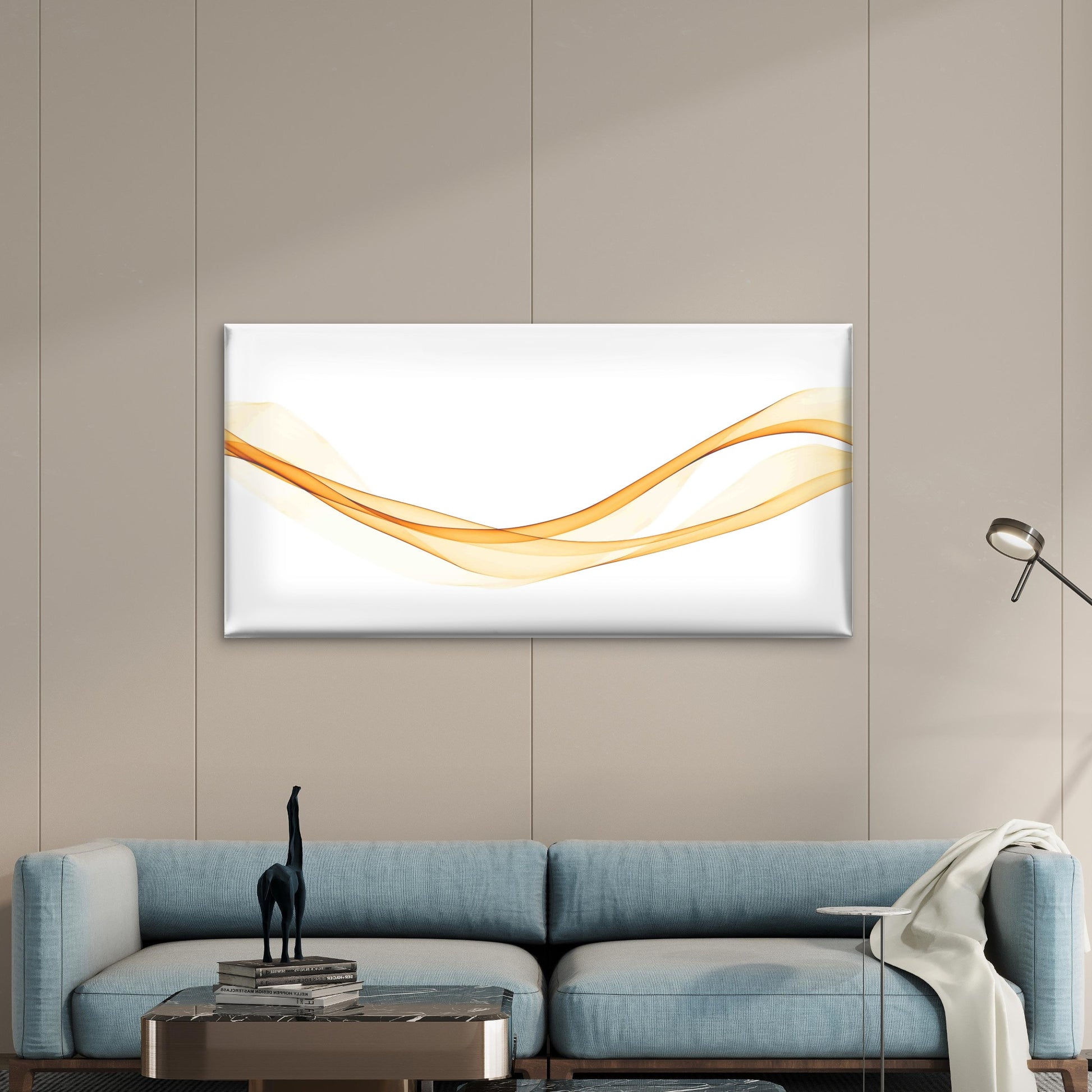 Gold Color Abstract Transparent Wall Art Canvas Office Home Room Framed 120x60cm - Bella Home Decor