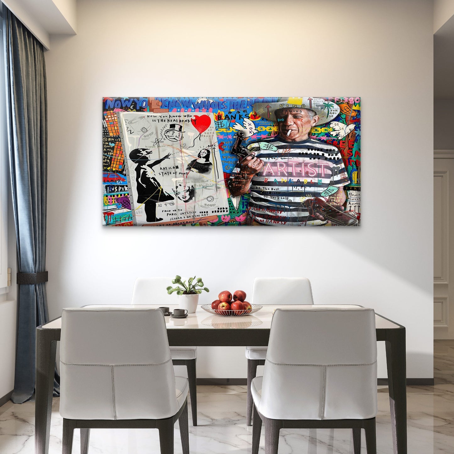 Maximalist Master Sketch Graphi Wall Art Canvas Office Home Room Framed 120x60cm - Bella Home Decor