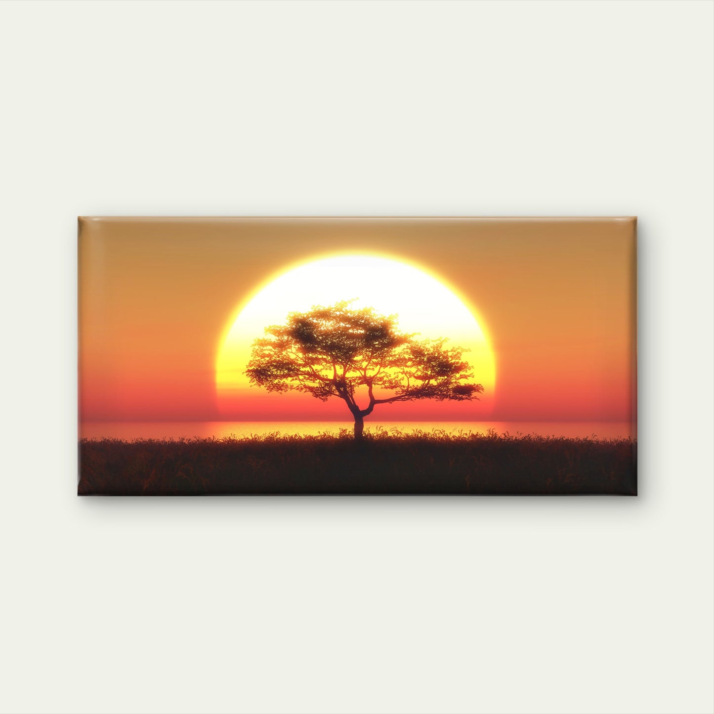 Tree Against Sunset Sky Wall Art Canvas Office Home Room Framed 120x60cm