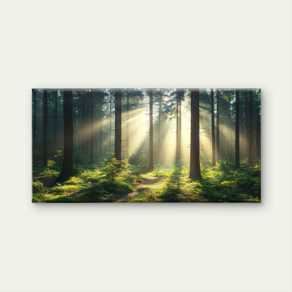 Sunburst Sun Rays Mystic Forest Wall Art Canvas Office Home Framed 120x60cm