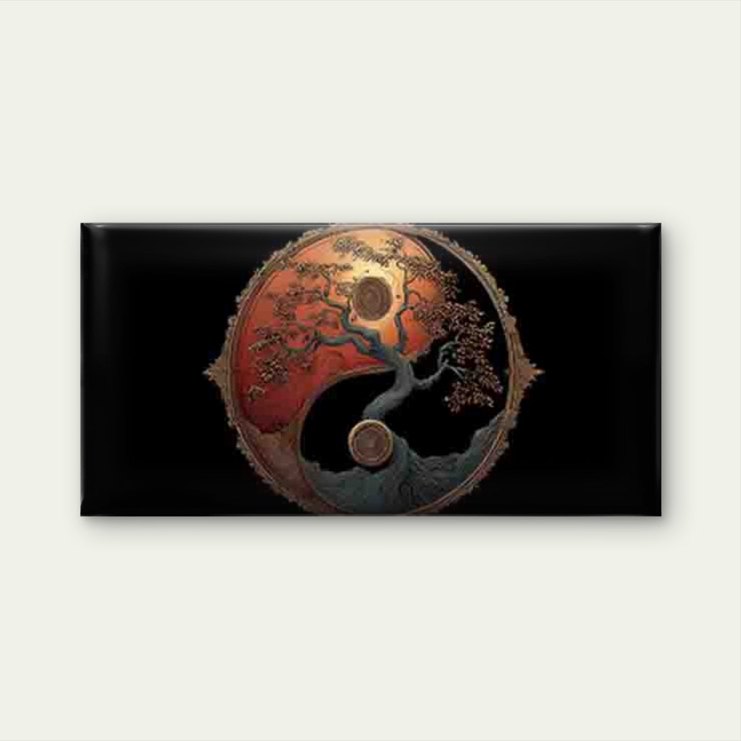 Retro Asian Yin Yang Wall Art Canvas Office Home Room Framed 120x60cm - Bella Home Decor