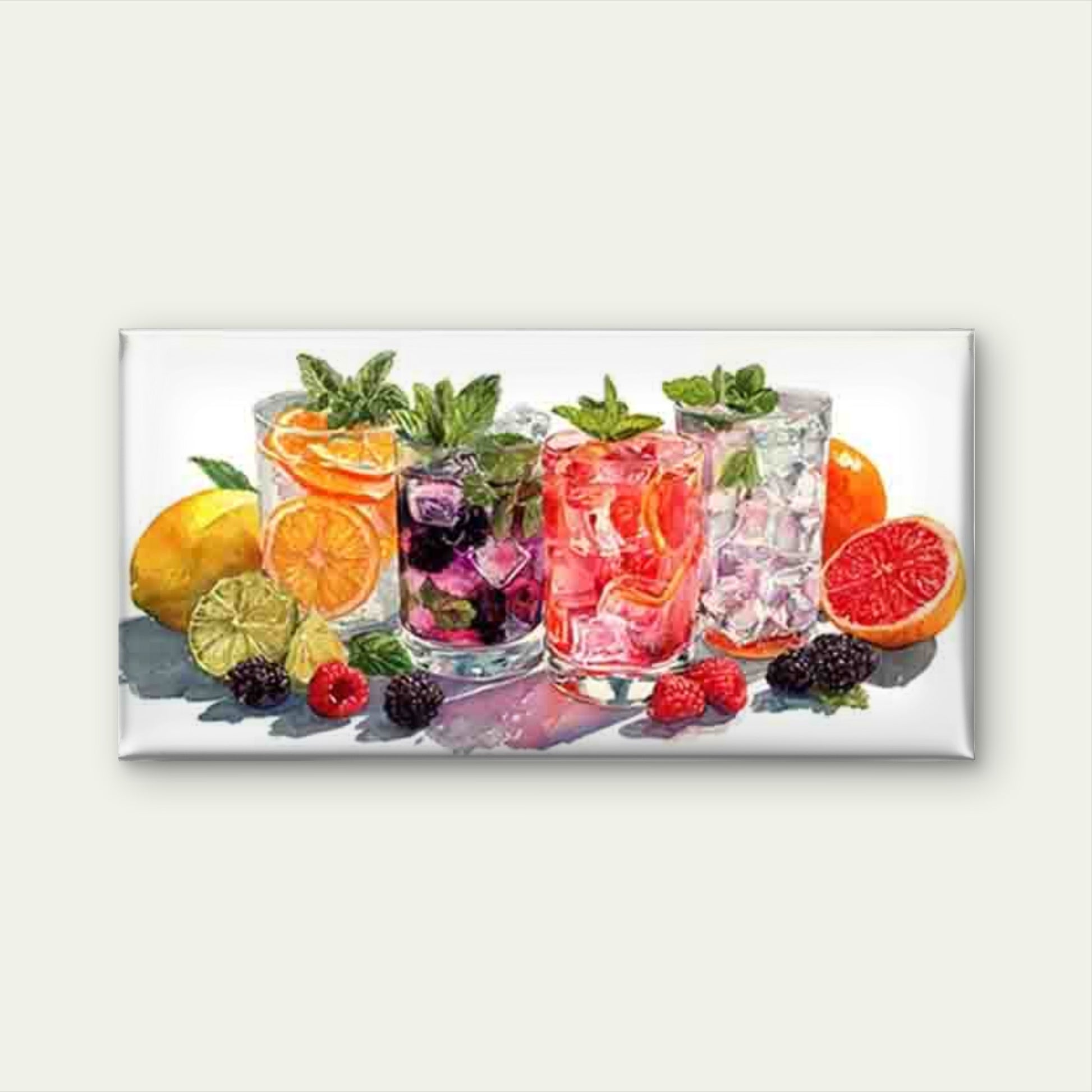 Refreshing Fruity Summer Drinks Wall Art Canvas Office Home Room Framed 120x60cm - Bella Home Decor