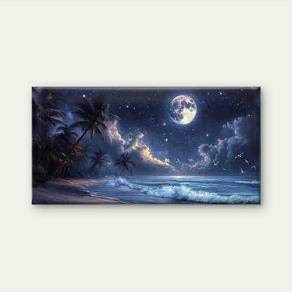 Palm Trees, Starry Night Sky Wall Art Canvas Office Home Room Framed 120x60cm