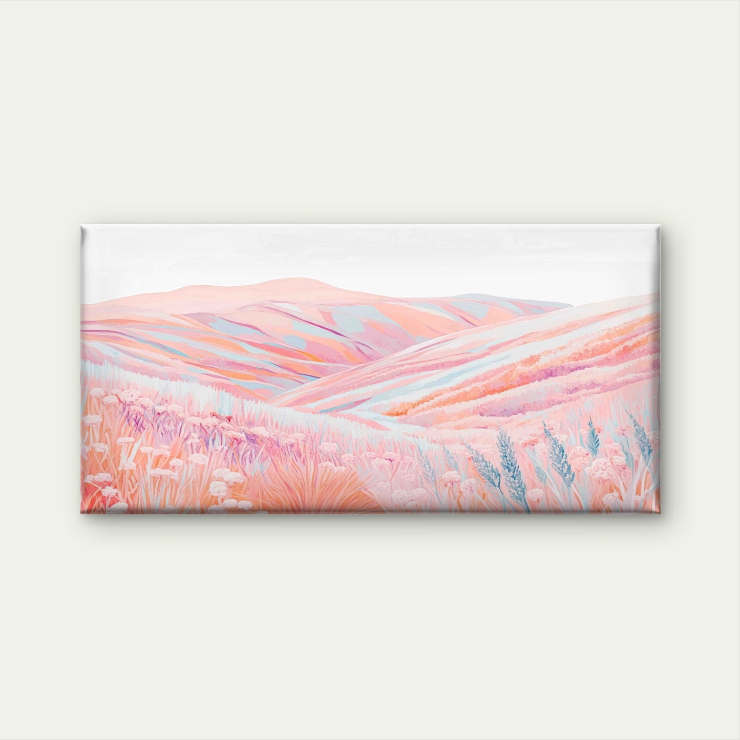 Pastel Peak Meadows Wall Art Canvas Office Home Room Framed 120x60cm - Bella Home Decor