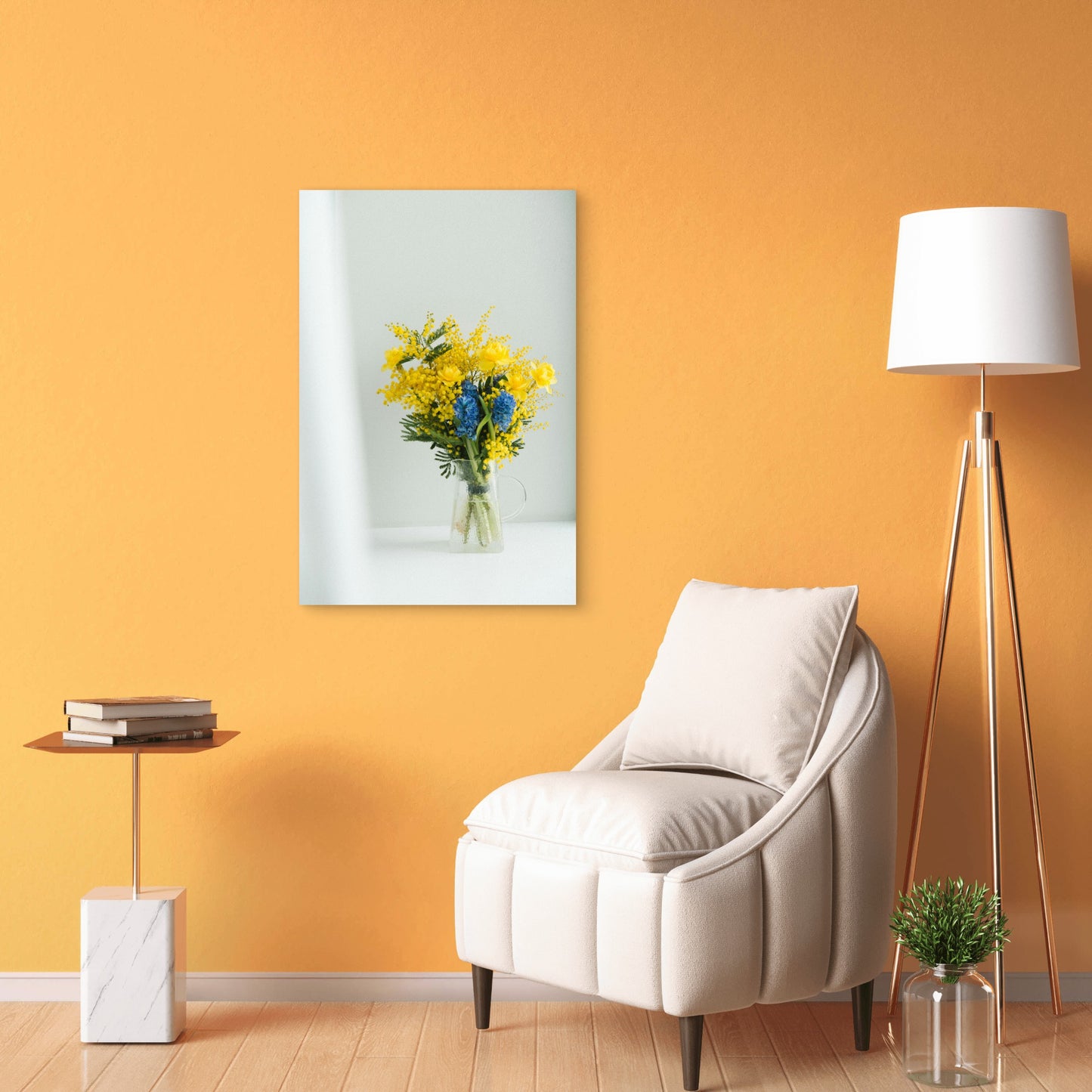 Bouquet Of Flowers In A Clear Glass Vase 60x90cm Metal Print Ready to Hang