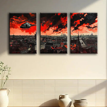 3pcs Urban Landscape Metal Print Ready to Hang Art