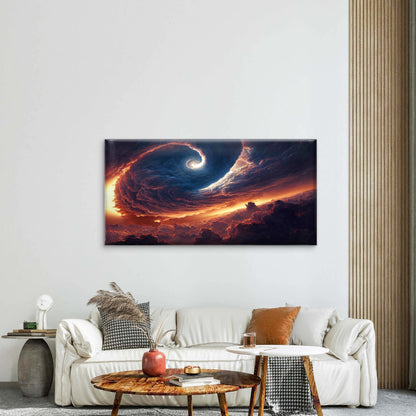 Fiery Vortex Of The Red Storm Wall Art Canvas Office Home Room Framed 120x60cm