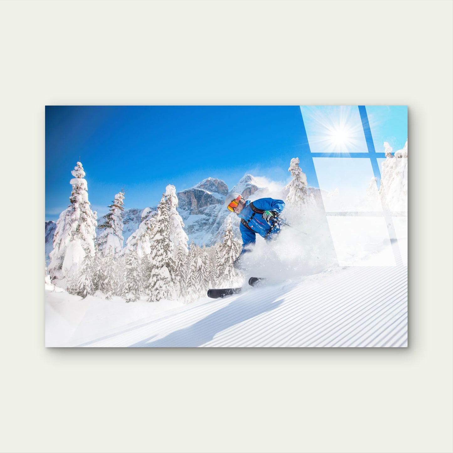 Skiing Skier Winter Snow Sport Action Acrylic Glass Printing Wall Art Australian Made Quality