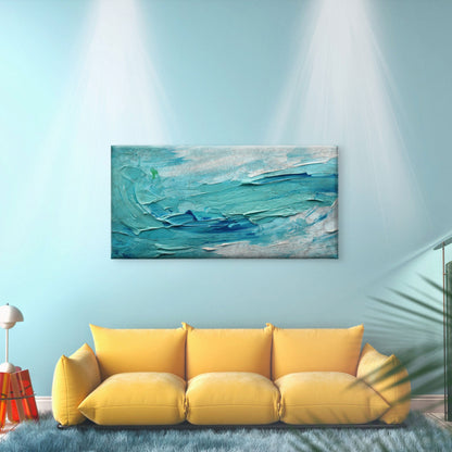 Abstract Blue Ocean Sea Wave Wall Art Canvas Office Home Room Framed 120x60cm