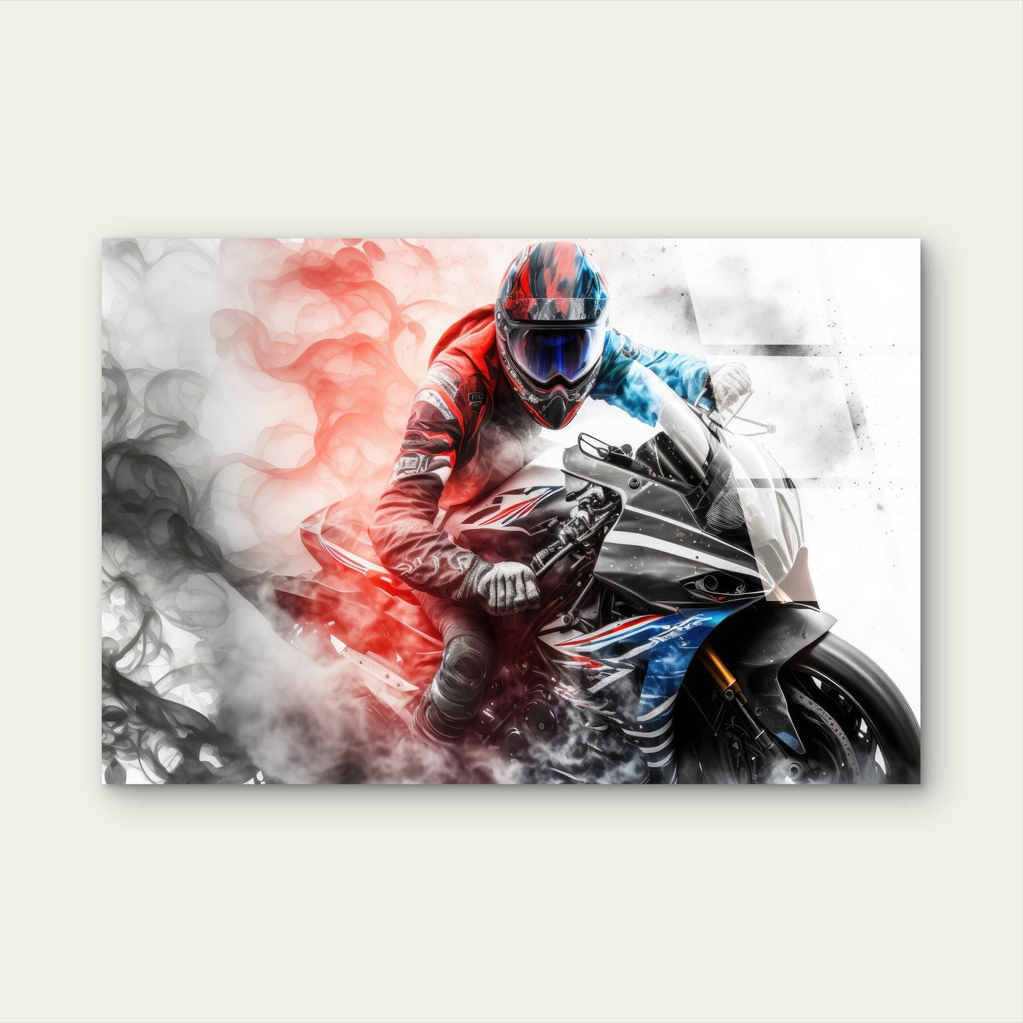 Modern Sport Bike Motorcycle Racer Smoke Acrylic Glass Printing Wall Art Australian Made Quality