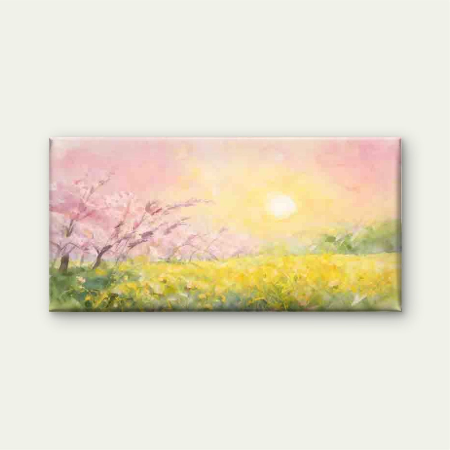 Spring Meadow at Sunrise Wall Art Canvas Office Home Room Framed 120x60cm