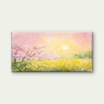 Spring Meadow at Sunrise Wall Art Canvas Office Home Room Framed 120x60cm
