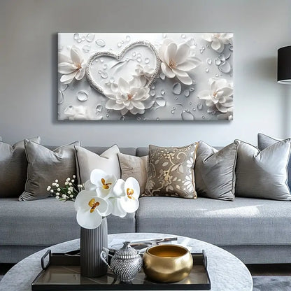 Modern Floral Love Canvas Art  wall canvas office home room framed 120x60cm - Bella Home Decor