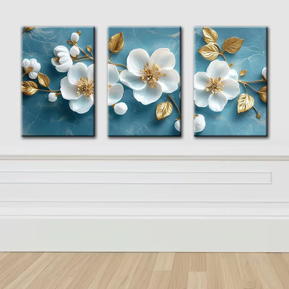 3pcs Luxurious Floral Wall Art Set Canvas Framed 40x60cm - High Quality Print 100% Australian Made Wall Canvas Ready to Hang