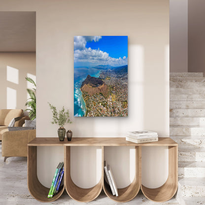Majestic Diamond Head Over Waikiki 40x60cm Metal Print Ready to Hang