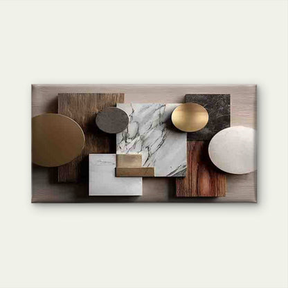 Marble, Wood, and Metal Pattern Wall Art Canvas Office Home Room Framed 120x60cm