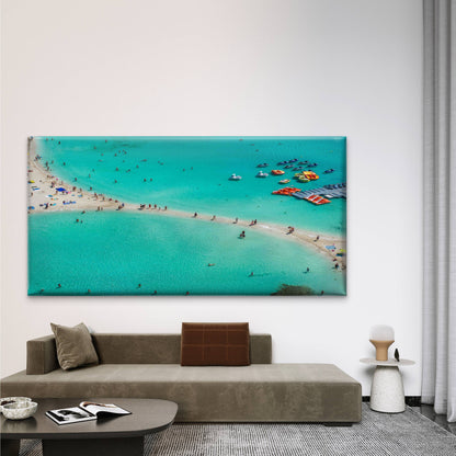 Aerial View of Ayia Napa Beach Wall Art Canvas Office Home Room Framed 120x60cm