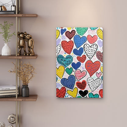 Colorful Heart World 60x90cm Metal Print Ready to Hang