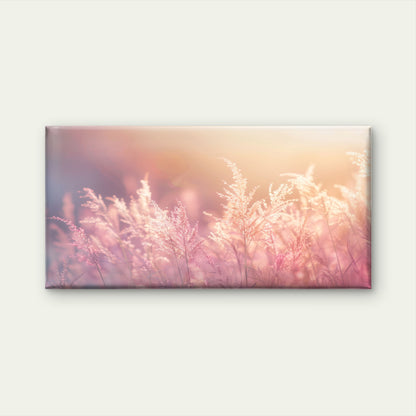 Pink Wild Grasses Field Wall Art Canvas Office Home Room Framed 120x60cm