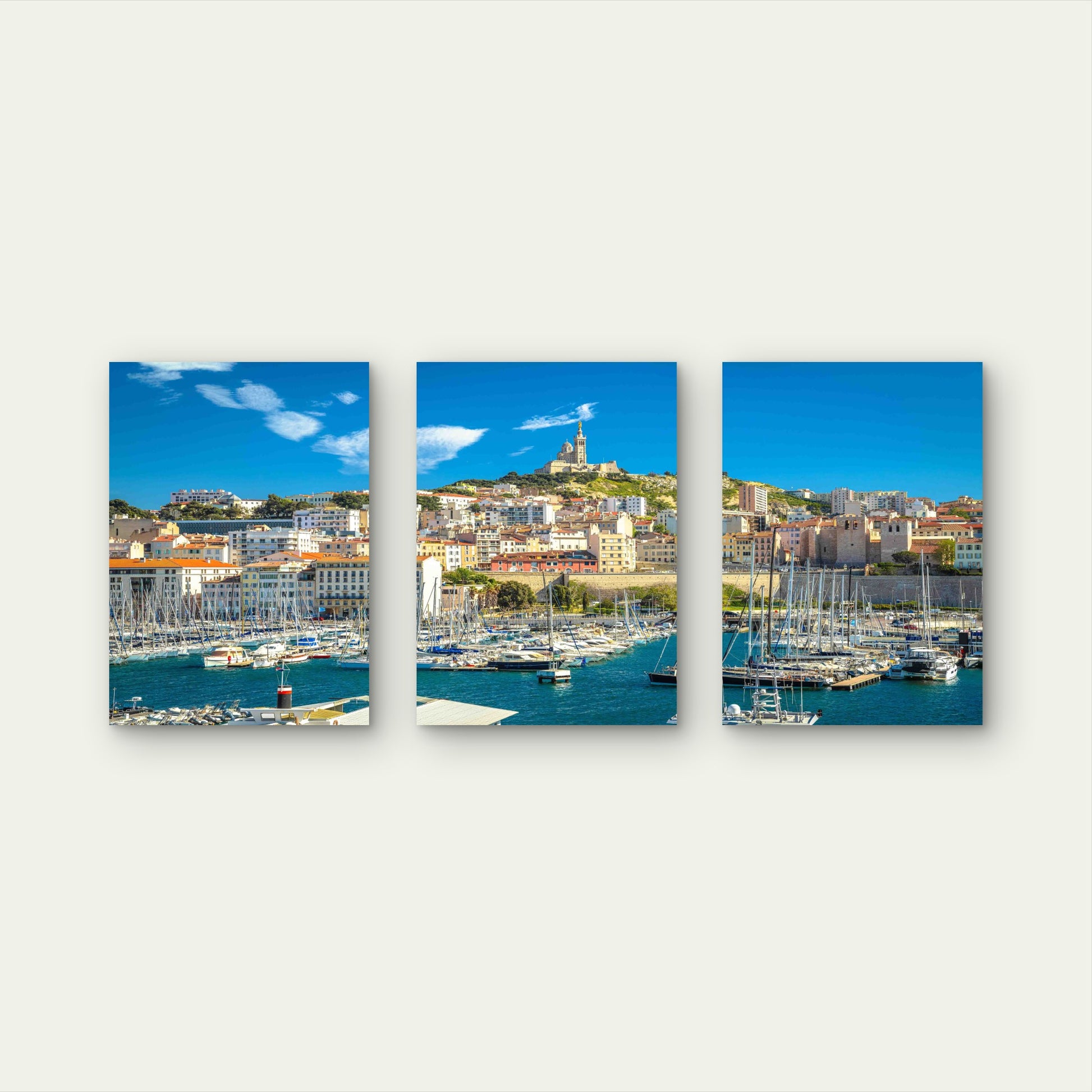 3pcs Bastion Over Mediterranean Waters Metal Print Ready to Hang Art - Bella Home Decor