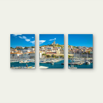 3pcs Bastion Over Mediterranean Waters Metal Print Ready to Hang Art - Bella Home Decor