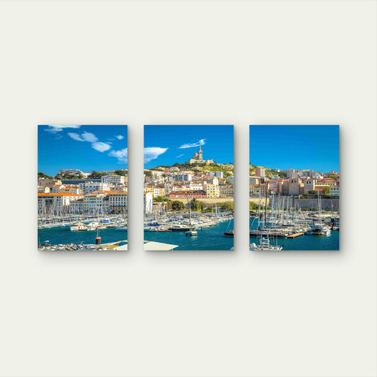 3pcs Bastion Over Mediterranean Waters Metal Print Ready to Hang Art - Bella Home Decor