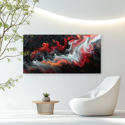 Red Black Swirling Chaos Wall Art Canvas Office Home Room Framed 120x60cm
