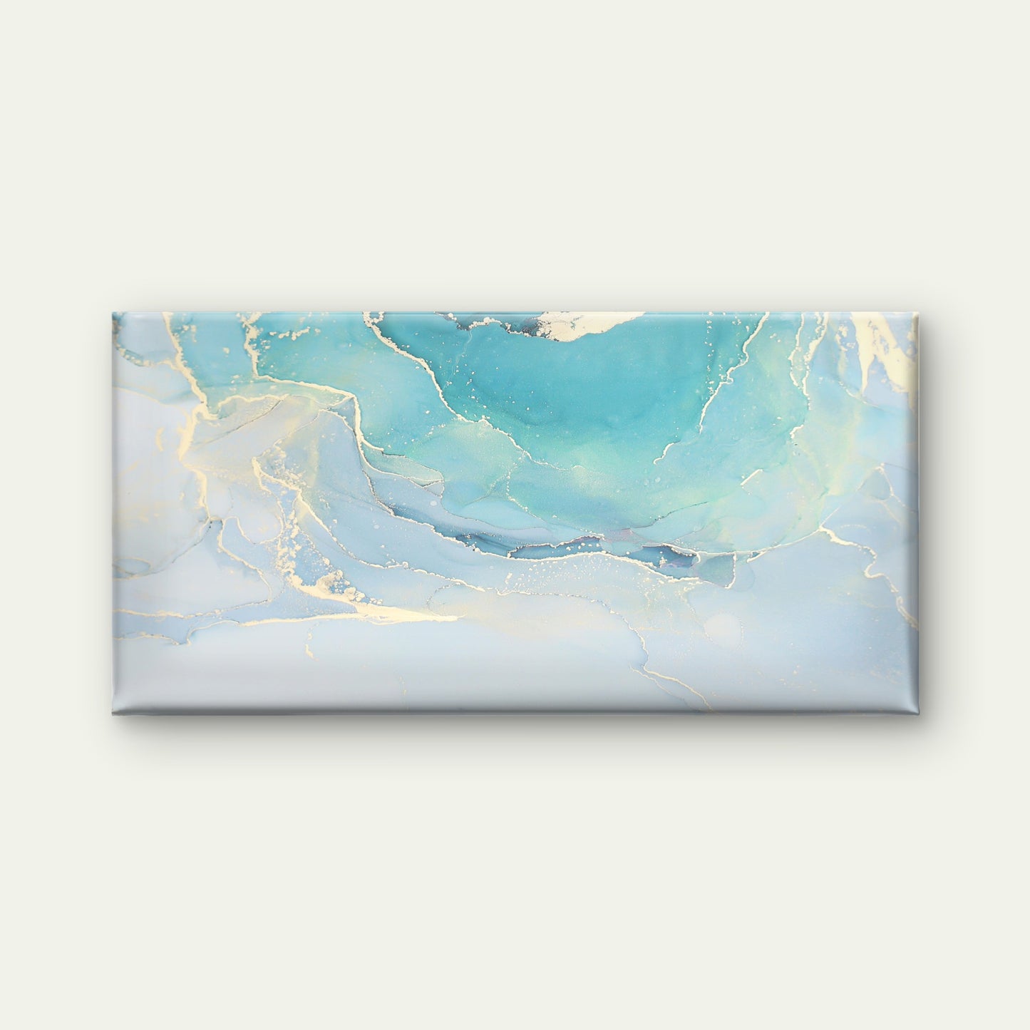 Turquoise Marble Gold Vein Wall Art Canvas Office Home Room Framed 120x60cm - Bella Home Decor