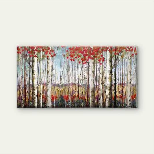 Autumn Birch Trees with Leaves Wall Art Canvas Office Home Room Framed 120x60cm