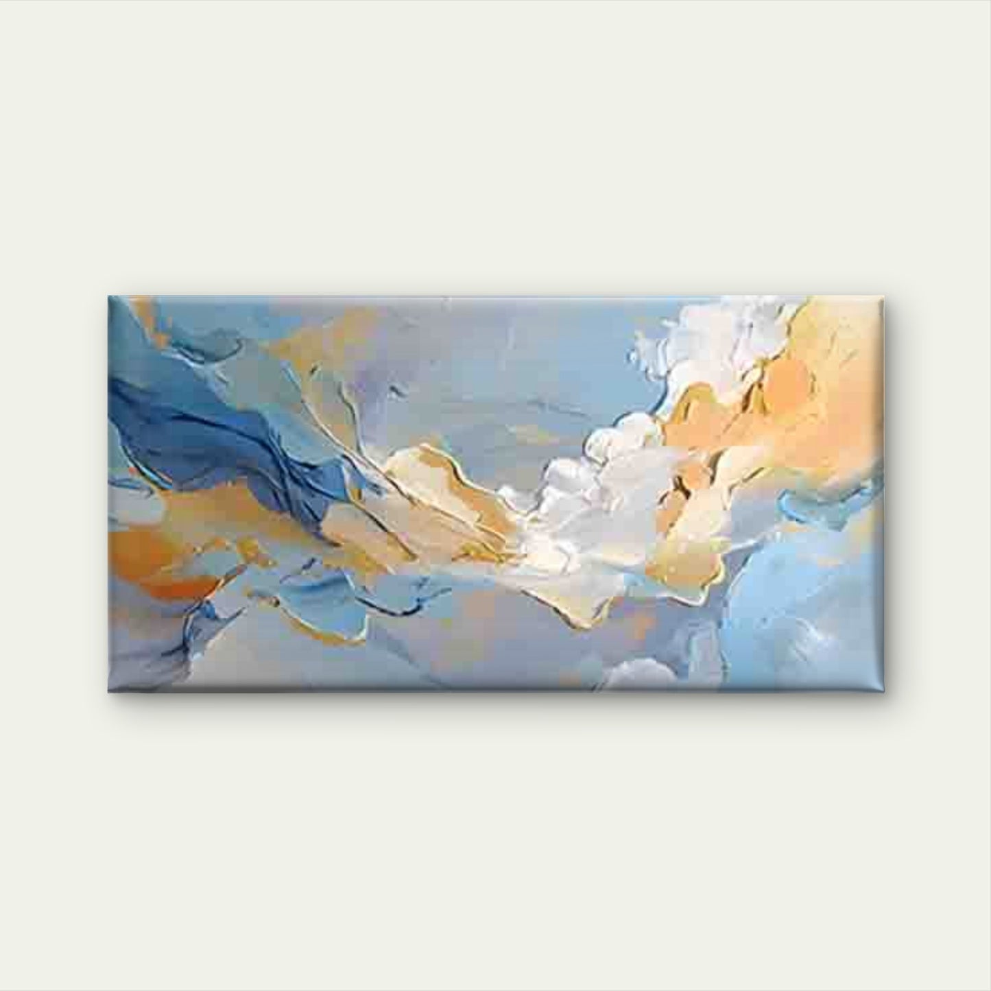 Abstract Pattern in Blue Yellow Wall Art Canvas Office Home Room Framed 120x60cm - Bella Home Decor