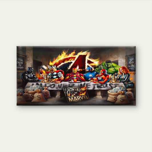 Epic Heroes Last Supper Wall Art Canvas Office Home Room Framed 120x60cm