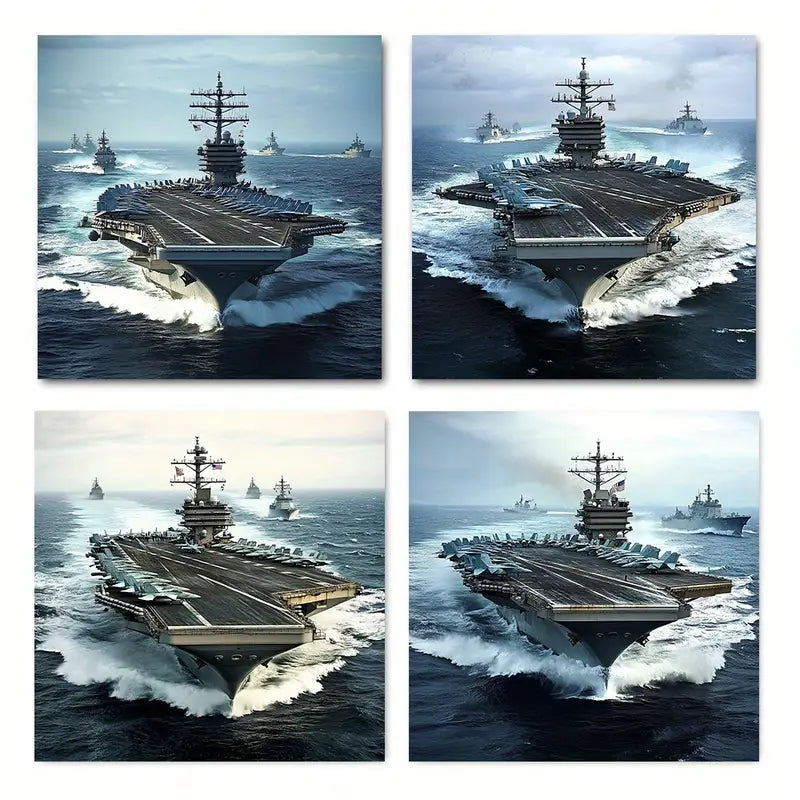 4pcs Enterprise Aircraft Carrie Wall Art Canvas Framed - Bella Home Decor