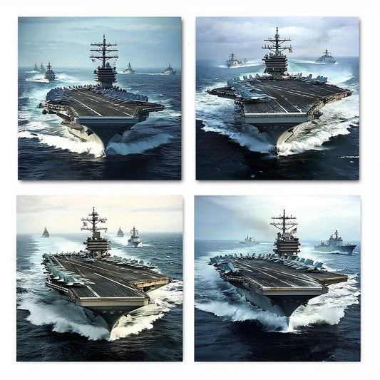 4pcs Enterprise Aircraft Carrie Wall Art Canvas Framed - Bella Home Decor