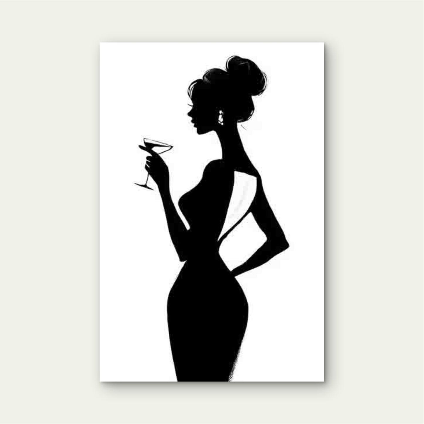 Woman Holding a Glass, Dressed in a Backless Gown 60x90cm Metal Print Ready to Hang - Bella Home Decor