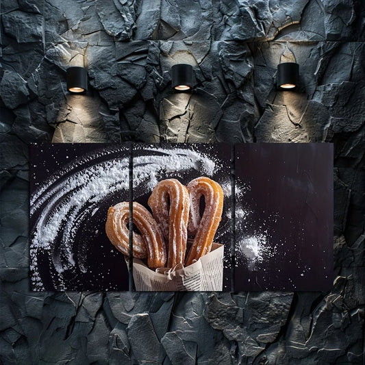 3pcs Churros with Sugar Dust Wall Art Set Canvas Framed 50x70cm - High Quality Print 100% Australian Made Wall Canvas Ready to Hang