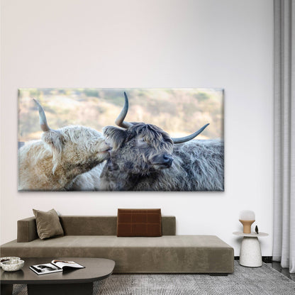 Highland Cows Wall Art Canvas Office Home Room Framed 120x60cm