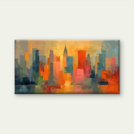 Modern Abstract Cityscape Wall Art Canvas Office Home Room Framed 120x60cm