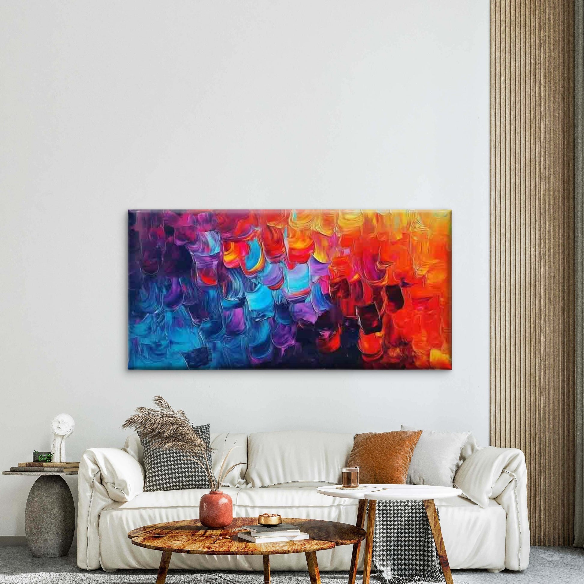 Abstract Brush Strokes Design Wall Art Canvas Office Home Room Framed 120x60cm - Bella Home Decor